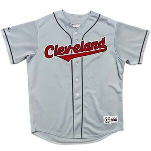 Cleveland Indians Majestic Vintage Gray Stitched Embroidered Jersey, Men’s Large